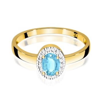 Inel Aur 9K cu Topaz Swiss 0.50 ct si Diamante Naturale 0.08 ct - Img 2