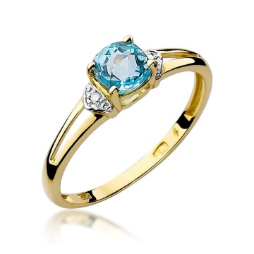 Inel Aur 9K cu Topaz Swiss 0.70 ct si Diamante Naturale 0.01 ct