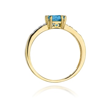 Inel Aur 9K cu Topaz Swiss 1.10 ct si Diamante Naturale 0.06 ct - Img 3
