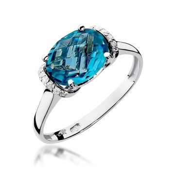 Inel Aur 9K cu Topaz Swiss 1.70 ct si Diamante Naturale 0.04 ct - Img 5