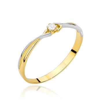 Inel Clasic Din Aur 14K În Două Culori Cu Zirconiu - Img 4