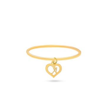 Inel Heart cu inițială Aur 14K