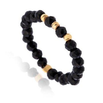 Inel Trinity cu cristale si 3 bile din Aur 14K - Img 3