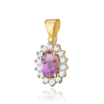 Pandantiv Aur 14K cu Ametist 0.40 ct si Diamante Naturale 0.12 ct - Img 5