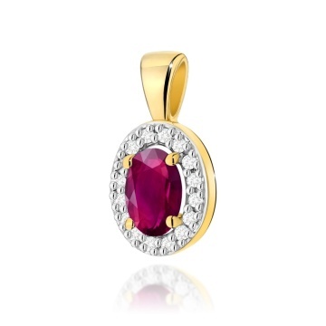 Pandantiv Aur 14K cu Rhodolite 0.50 ct si Diamante Naturale 0.08 ct