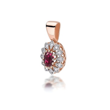 Pandantiv Aur 14K cu Rhodolite 0.50 ct si Diamante Naturale 0.10 ct - Img 3