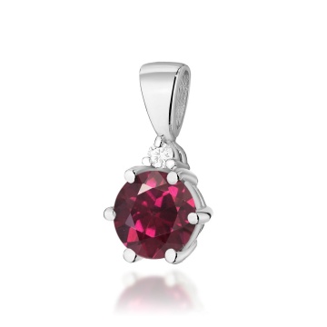 Pandantiv Aur 14K cu Rhodolite 0.60 ct si Diamant Natural 0.01 ct - Img 5