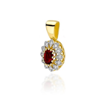 Pandantiv Aur 14K cu Rubin 0.60 ct si Diamante Naturale 0.10 ct