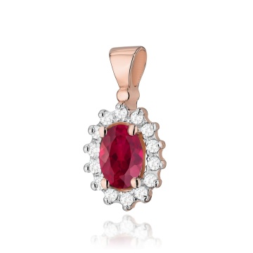 Pandantiv Aur 14K cu Rubin 0.60 ct si Diamante Naturale 0.12 ct - Img 5