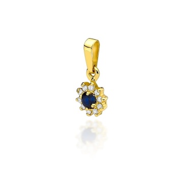 Pandantiv Aur 14K cu Safir 0.15 ct si Diamante Naturale 0.09 ct