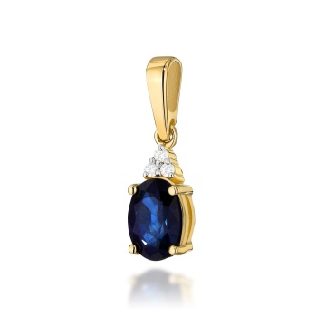Pandantiv Aur 14K cu Safir 0.90 ct si Diamante Naturale 0.03 ct - Img 2