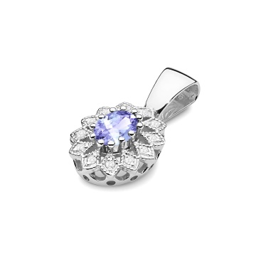 Pandantiv Aur 14K cu Tanzanit 0.40 ct si Diamante Naturale 0.10 ct - Img 6