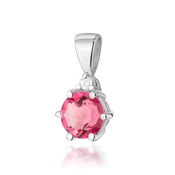 Pandantiv Aur 14K cu Topaz Roz 0.60 ct si Diamant Natural 0.01 ct - Img 3