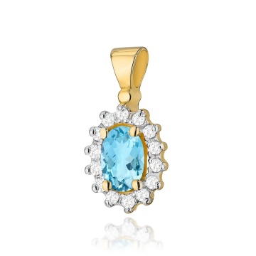 Pandantiv Aur 14K cu Topaz Swiss 0.50 ct si Diamante Naturale 0.12 ct - Img 5