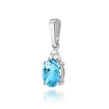Pandantiv Aur 14K cu Topaz Swiss 0.90 ct si Diamante Naturale 0.03 ct - Img 2
