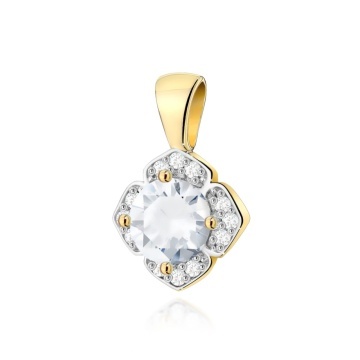 Pandantiv Aur 14K cu White Sapphire 0.60 ct si Diamante Naturale 0.06 ct