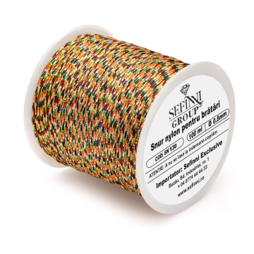 Rola snur 100m x 0.8mm - multicolor cu fir auriu - Img 1