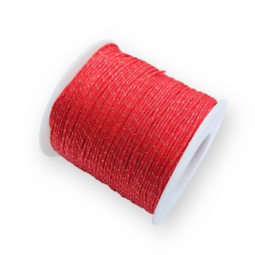 Rola snur 100m x 0.8mm - rosu cu fir auriu - Img 2