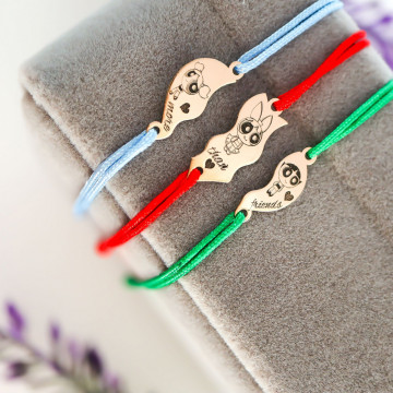 Set 3 Bratari BFF pandantiv din aur 14k personalizabil - Img 4