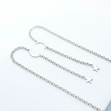 Set personalizabil din argint 925 Moon & Stars - Cercei & Colier - Img 2
