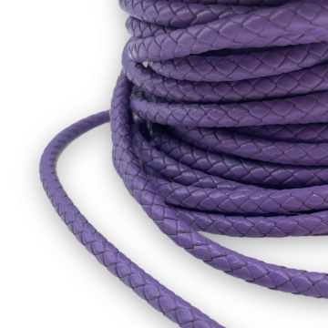 1 Metru Snur Piele naturala impletita 5mm - mov