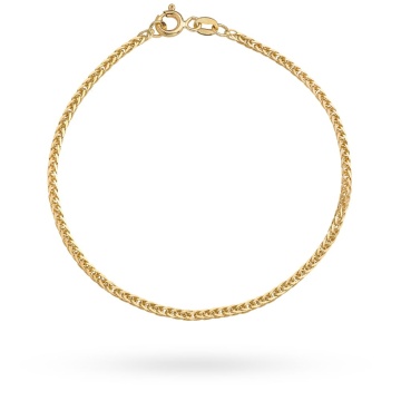 Brățară Aur 14K Model Coadă de Vulpe, Diamată, 18 cm, Lățime 1 mm - Img 4