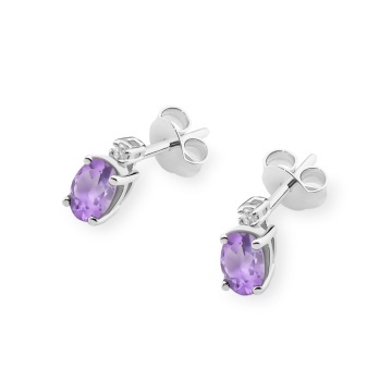 Cercei Aur 14K cu Ametist 0.40 ct si Diamante Naturale 0.03 ct - Img 8