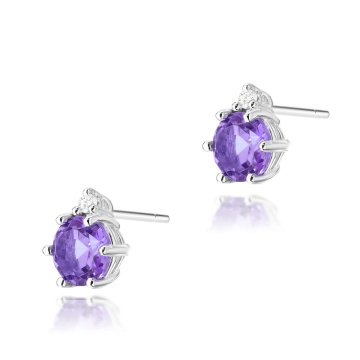 Cercei Aur 14K cu Ametist 0.50 ct si Diamante Naturale 0.03 ct - Img 3