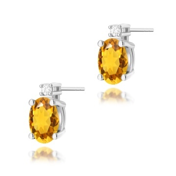 Cercei Aur 14K cu Citrin 0.60 ct si Diamante Naturale 0.03 ct - Img 4