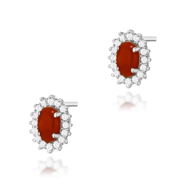Cercei Aur 14K cu Coral 0.20 ct si Diamante Naturale 0.16 ct - Img 5