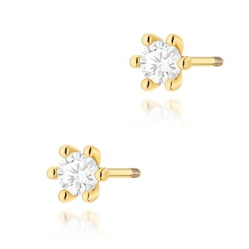 Cercei Aur 14K cu Diamant de Laborator 0.15 ct Filet cu Protectie