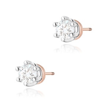 Cercei Aur 14K cu Diamant de Laborator 0.15 ct Filet cu Protectie - Img 3