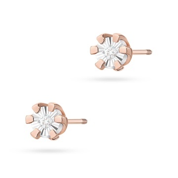 Cercei Aur 14K cu Diamant Natural 0.01 ct Filet cu Protectie - Img 3