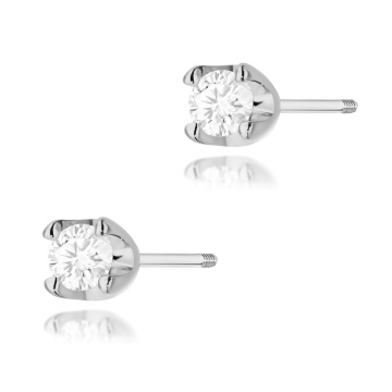Cercei Aur 14K cu Diamant Natural 0.08 ct Filet cu Protectie - Img 4
