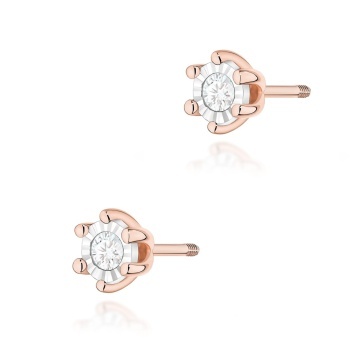 Cercei Aur 14K cu Diamant Natural 0.08 ct Filet cu Protectie - Img 3