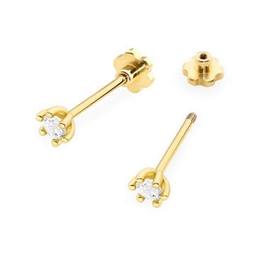 Cercei Aur 14K cu Diamant Natural 0.08 ct Filet cu Protectie - Img 2