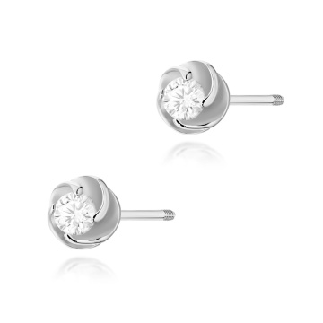 Cercei Aur 14K cu Diamant Natural 0.08 ct Filet cu Protectie - Img 4