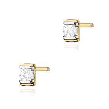 Cercei Aur 14K cu Diamant Natural 0.10 ct Filet cu Protectie