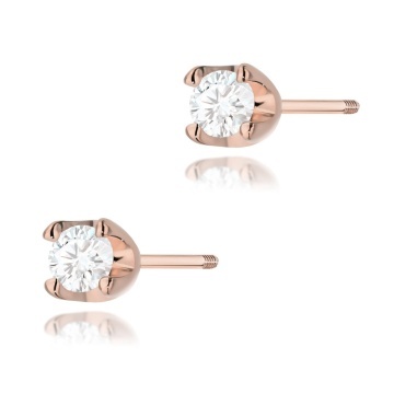 Cercei Aur 14K cu Diamant Natural 0.10 ct Filet cu Protectie - Img 3