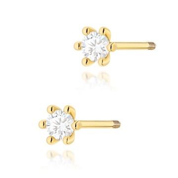 Cercei Aur 14K cu Diamant Natural 0.10 ct Filet cu Protectie