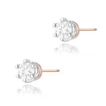 Cercei Aur 14K cu Diamant Natural 0.15 ct Filet cu Protectie - Img 3