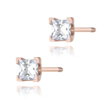 Cercei Aur 14K cu Diamant Natural 0.15 ct Filet cu Protectie - Img 5