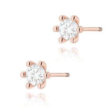Cercei Aur 14K cu Diamant Natural 0.30 ct Filet cu Protectie - Img 5