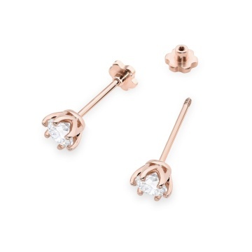 Cercei Aur 14K cu Diamant Natural 0.40 ct Filet cu Protectie - Img 5