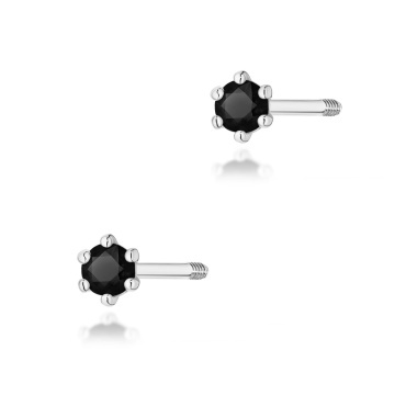 Cercei Aur 14K cu Diamant Natural Negru 0.04 ct Filet cu Protectie - Img 7
