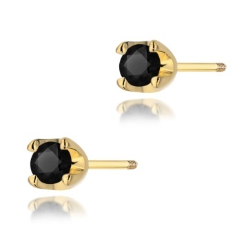 Cercei Aur 14K cu Diamant Natural Negru 0.12 ct