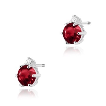 Cercei Aur 14K cu Granat 0.60 ct si Diamante Naturale 0.03 ct Filet cu Protectie - Img 5