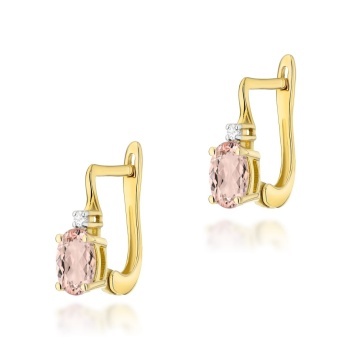 Cercei Aur 14K cu Morganit 0.40 ct si Diamante Naturale 0.03 ct