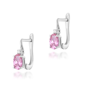 Cercei Aur 14K cu Pink Sapphire 0.45 ct si Diamante Naturale 0.03 ct - Img 5
