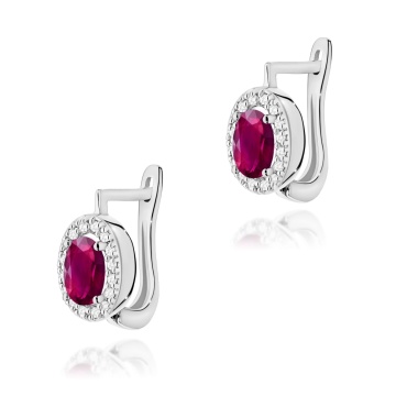 Cercei Aur 14K cu Rhodolite 0.50 ct si Diamante Naturale 0.16 ct - Img 5